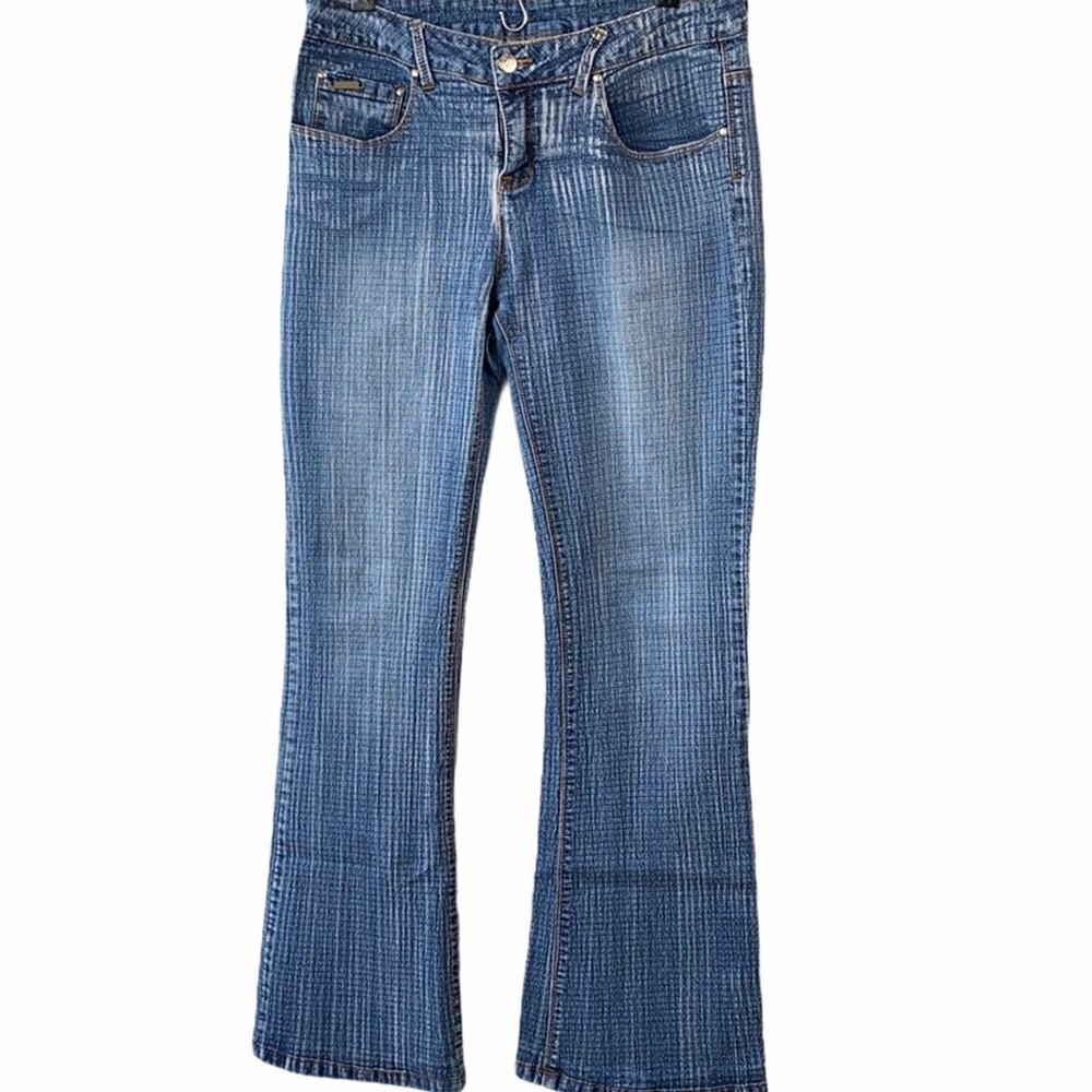 Dada Supreme Vintage Y2K Bootcut Jeans Womens 12 Embroidered Blue Denim Stretchy
